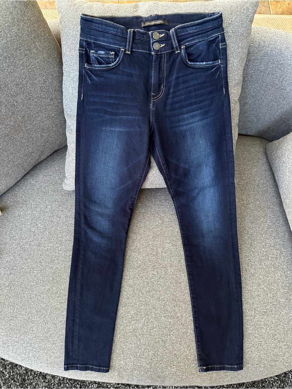 Flying Monkey Women's Dark Indigo High-Rise Skinny Jeggings - Picture 4 of 12